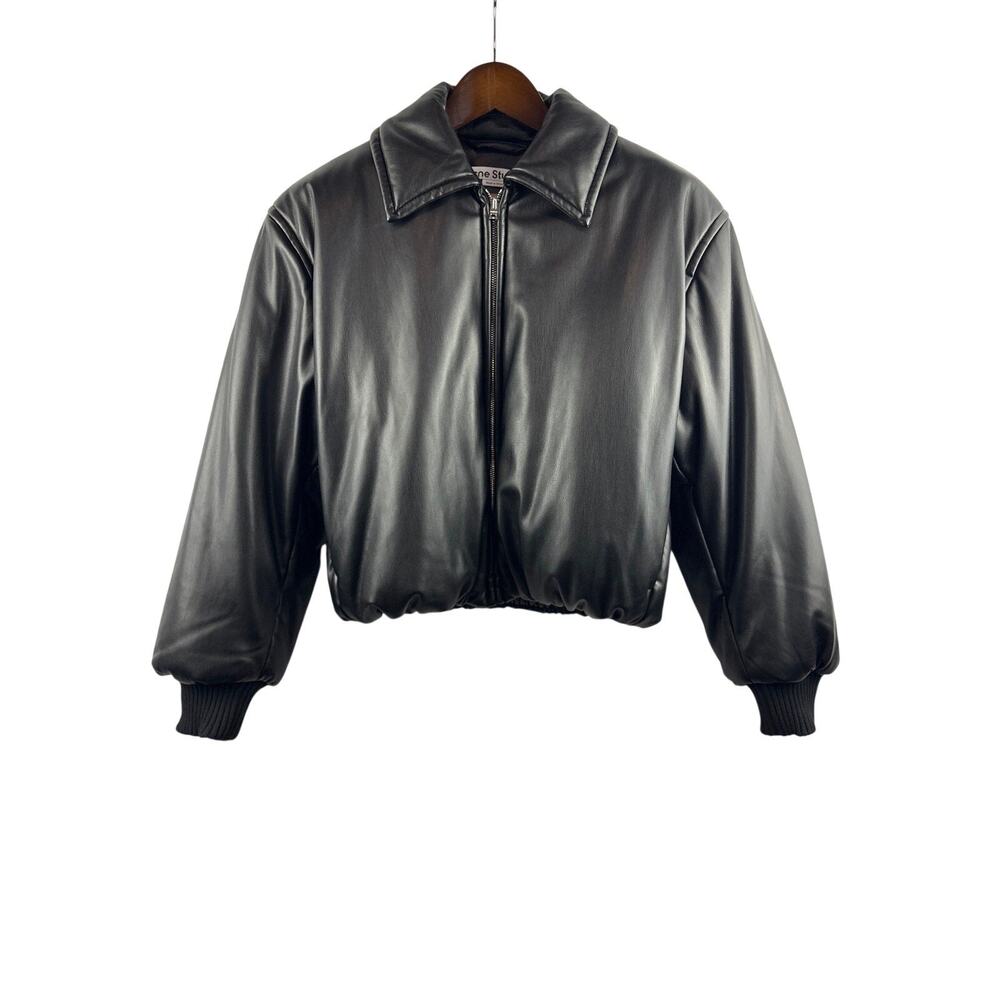 Women’s Acne Studios Medium Black Leather Bomber Jacket
